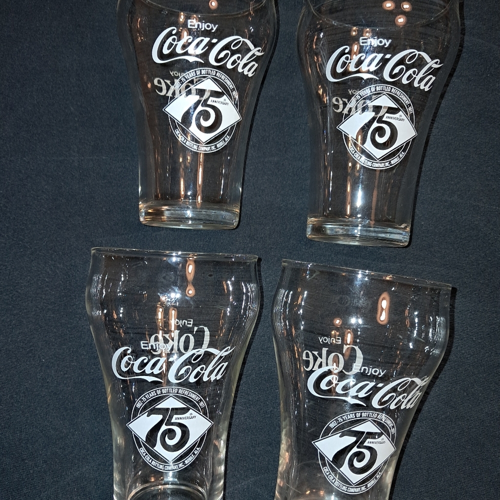 Vintage 75th ANNIVERSARY Coca-Cola GLASSES